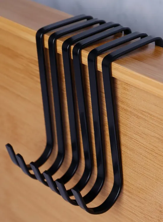 6 Lı Metal Siyah Kapı Arkası Çok Amaçlı Askı Kanca