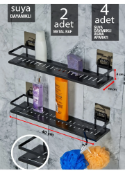2 Li Metal Yapışkanlı Banyo Rafı Organizer (40cm X 10 Cm)