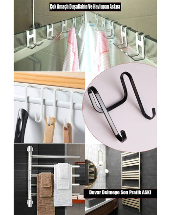 Çok Amaçlı Duşakabin Ve Havlupan Askısı Siyah