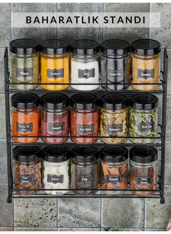 Metal Duvara Asılabilir Baharatlık Standı Küçük Boy - Baharatlık Rafı