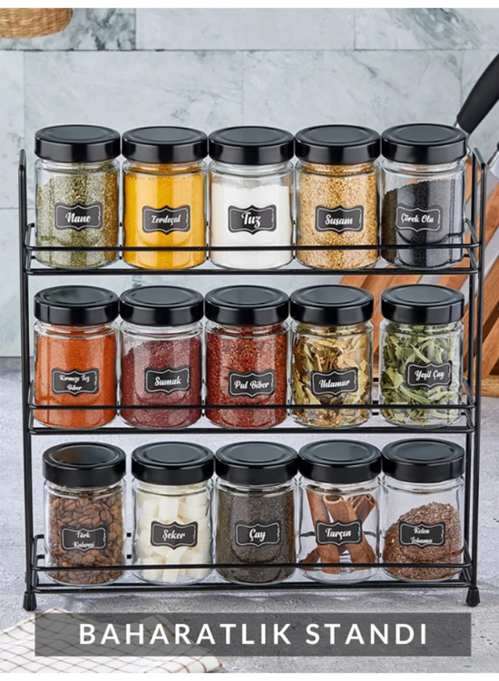 Metal Duvara Asılabilir Baharatlık Standı Küçük Boy - Baharatlık Rafı